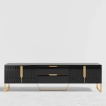 Berklin Black Wood Rectangle TV Stand