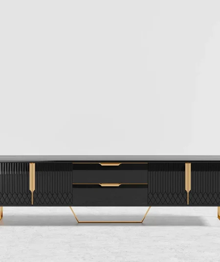 Berklin Black Wood Rectangle TV Stand