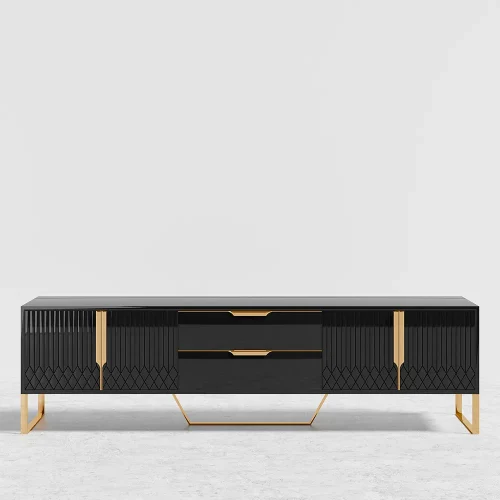 Berklin Black Wood Rectangle TV Stand