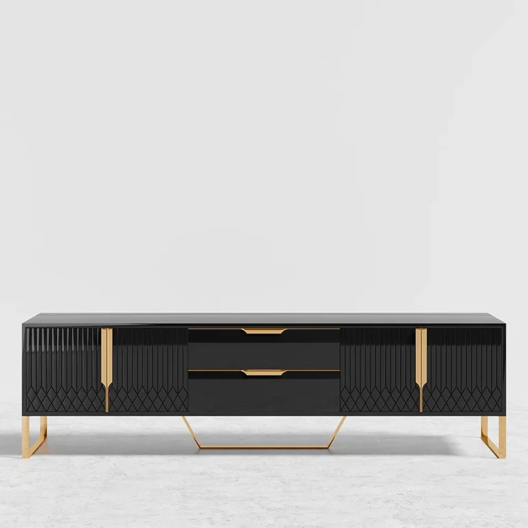 Berklin Black Wood Rectangle TV Stand