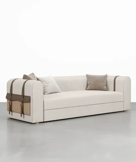 Karmel Boucle Side Storage Sofa Bed