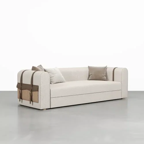 Karmel Boucle Side Storage Sofa Bed