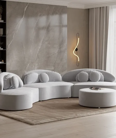Tigi 22 Modern Sofa Light Gray Velvet