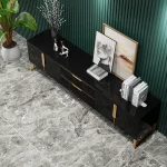 Berklin Black Wood Rectangle TV Stand - Image 2