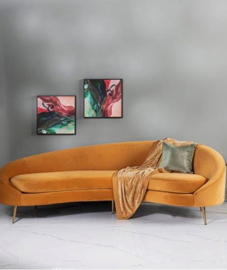 Sara Velvet Curved Sofa 3-Seater