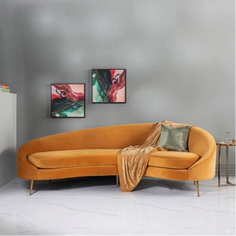Sara Velvet Curved Sofa 3-Seater