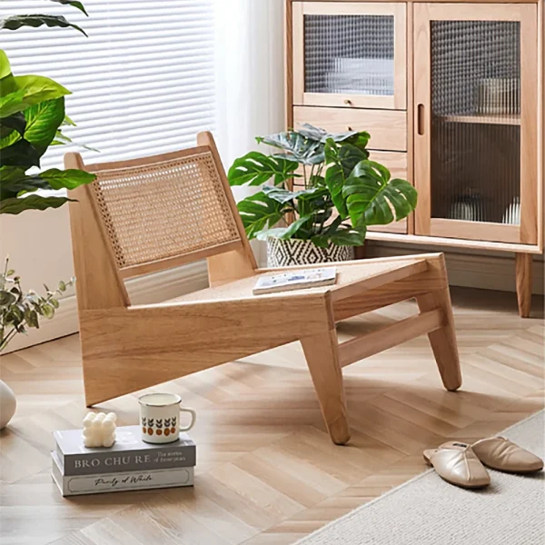 Tj 99 Walnut Rattan and Wood Lounge Chair