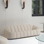 Modern Oval Boucle White 3-Seater Sofa - Image 2