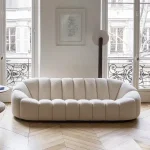 Modern Oval Boucle White 3-Seater Sofa - Image 4