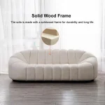 Modern Oval Boucle White 3-Seater Sofa - Image 5