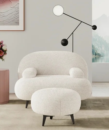 Owen Boucle Chair with Footstool