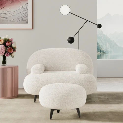 Owen Boucle Chair with Footstool