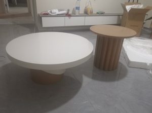 Camel 2-Piece Round Wood Coffee Table Set photo review