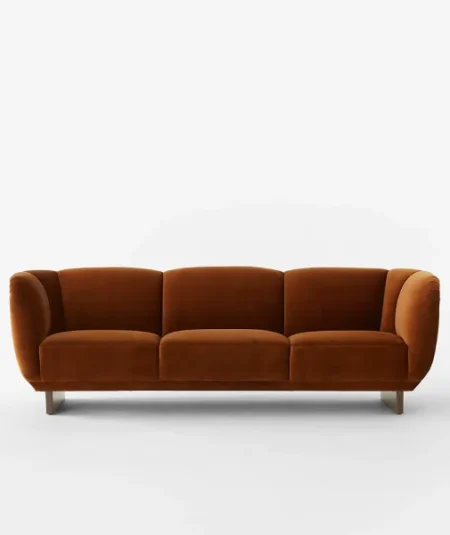 Claude Cognac Velvet Sofa