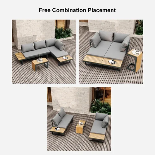 This sectional sofa set with fresh, contemporary style will transform your patio or deck into an outdoor oasis.