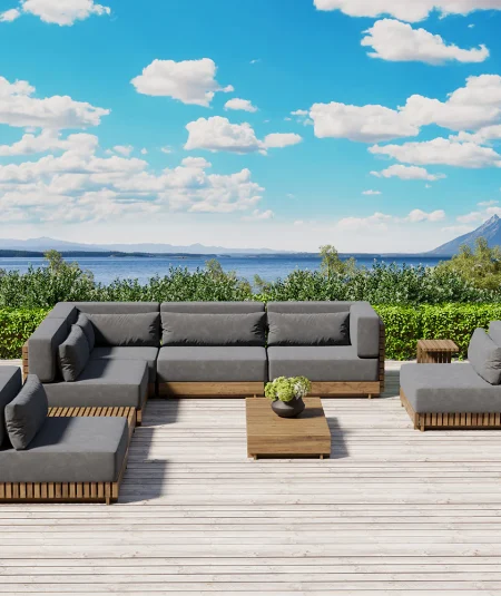 Miami Patio Wood 9 Piece Sofa Set