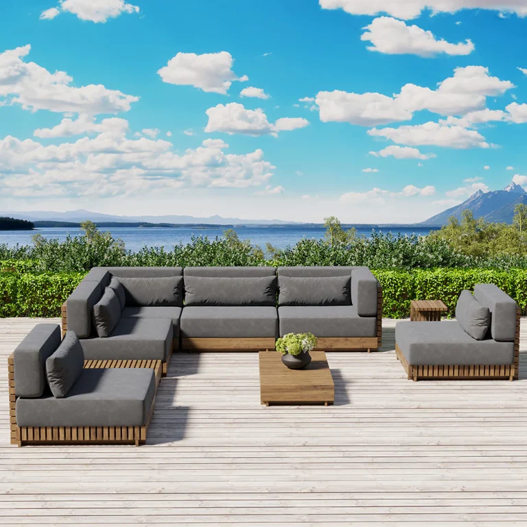 Miami Patio Wood 9 Piece Sofa Set