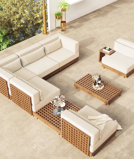 Pioneer 9 Pieces Outdoor Patio Sofa Set