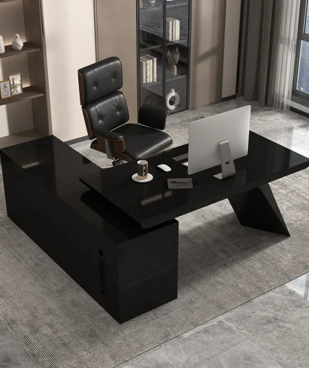 Absolutely Black L-Shape Desk