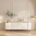 Sleek TV Stand with Artificial Marble Top