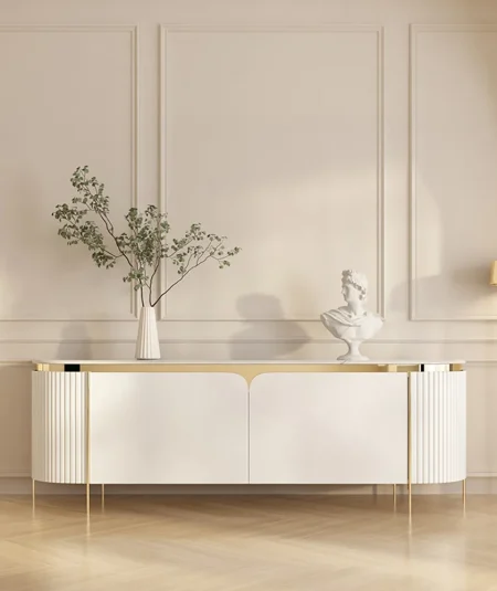 Sleek TV Stand with Artificial Marble Top
