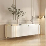 Sleek TV Stand with Artificial Marble Top - Image 2