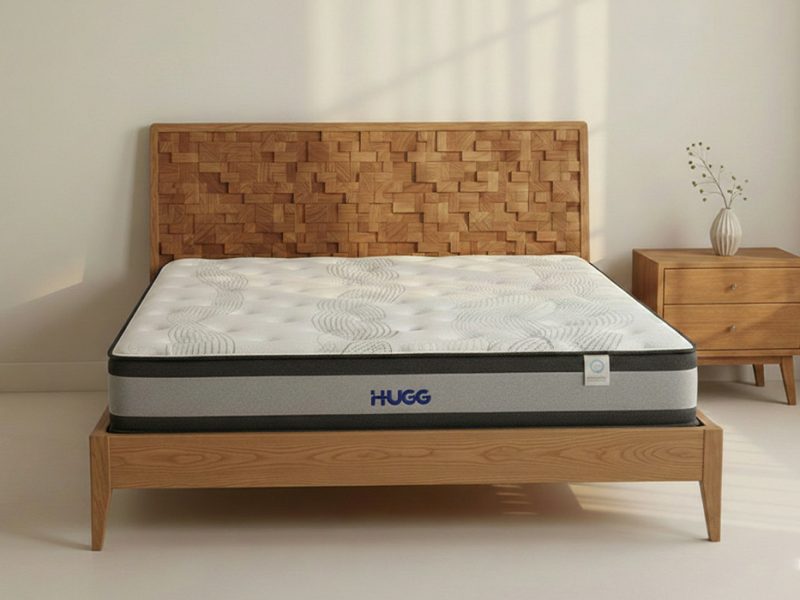 Hugg Latex + Memory Foam Mattress with breathable knitted fabric for cool, supportive sleep