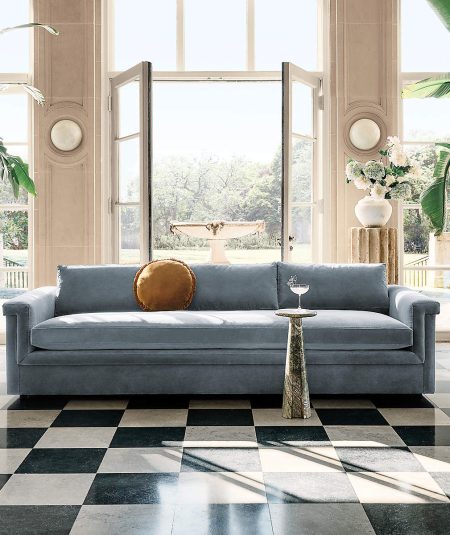 Icy Blue Velvet Sofa