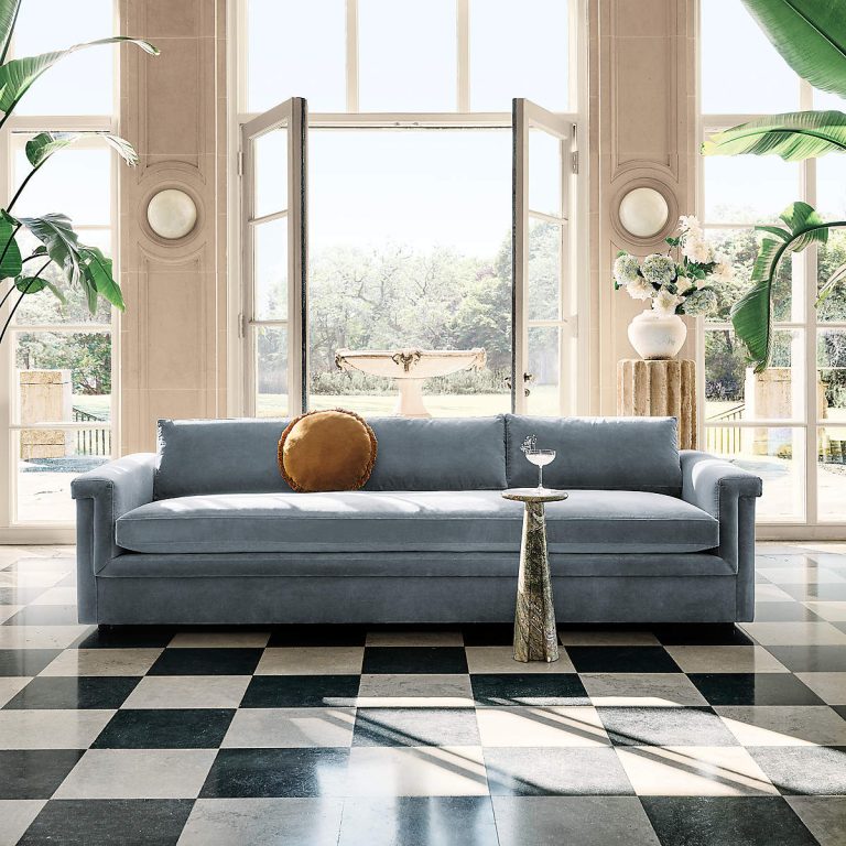 Icy Blue Velvet Sofa