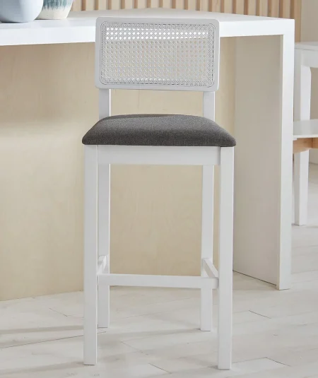 White Cane Barstool