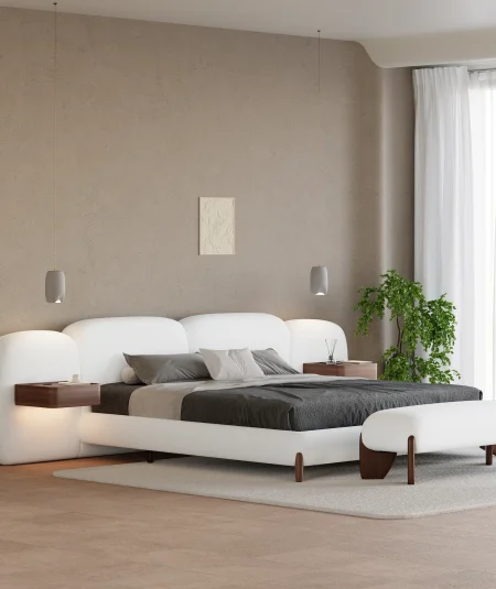 Curva King Size Boucle Bed with Headboard