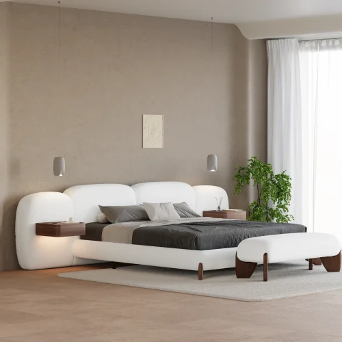 Curva King Size Boucle Bed with Headboard