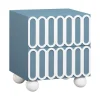 Miles Natural Wood 2-Drawer Nightstand - Blue