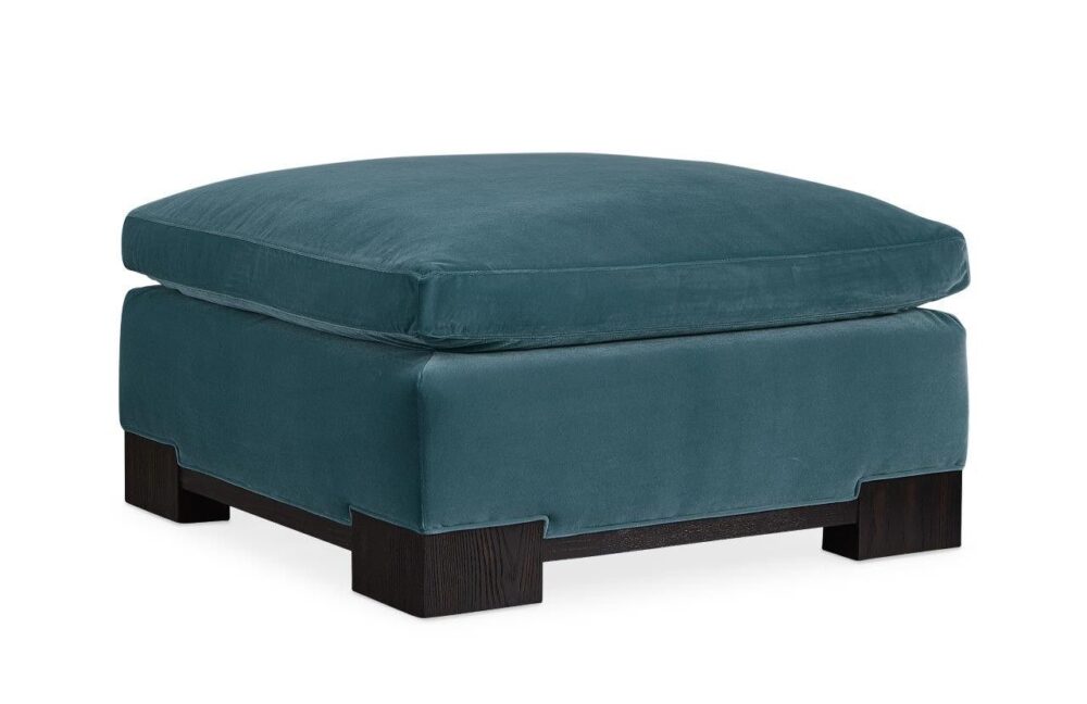 Wide Velvet Square Ottoman - Image 3