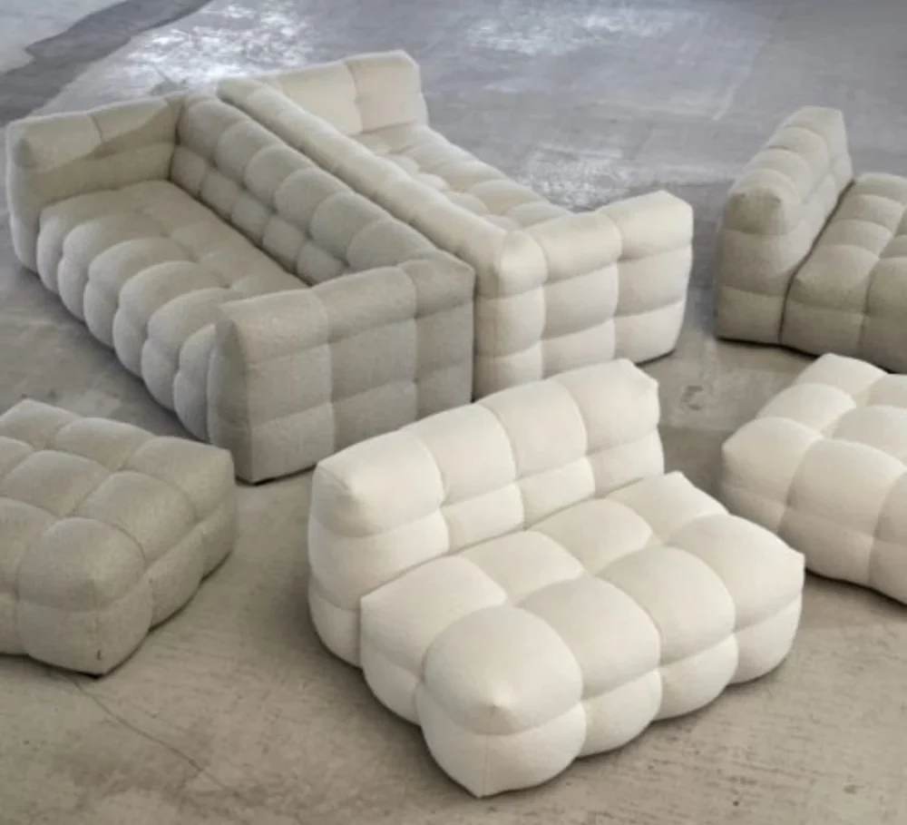 Michelin Boucle Sofa with Chaise - Image 5
