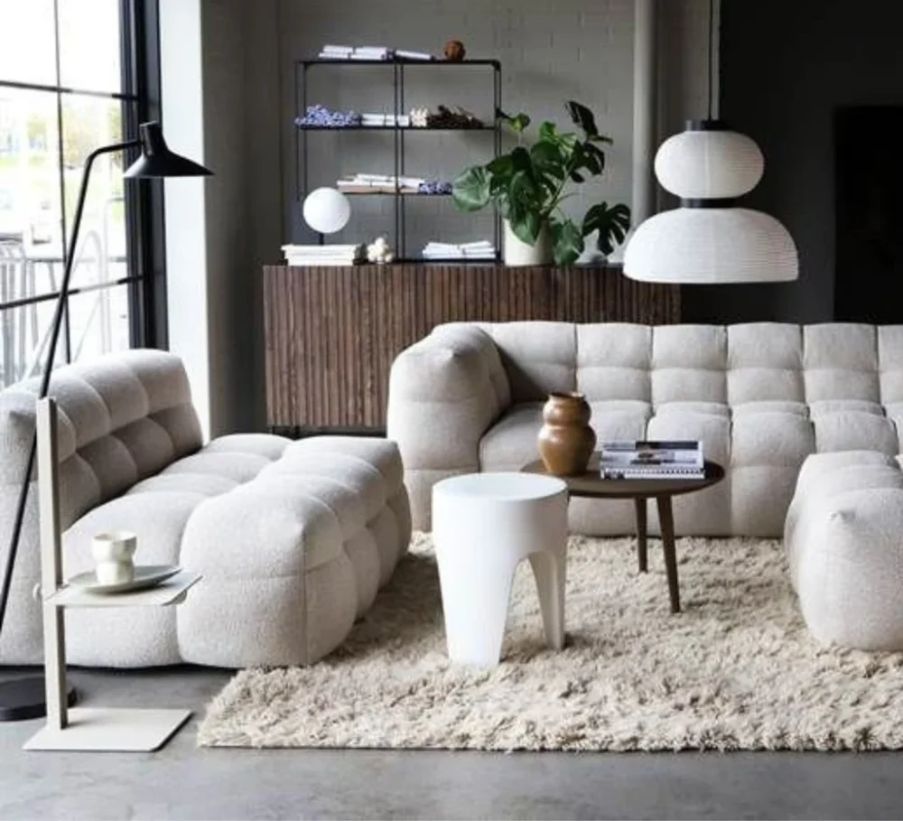 Michelin Boucle Sofa with Chaise - Image 4