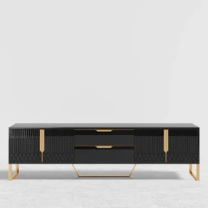 Berklin Black Wood Rectangle TV Stand