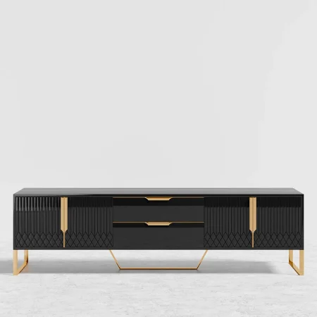 Berklin Black Wood Rectangle TV Stand