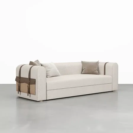 Karmel Boucle Side Storage Sofa Bed
