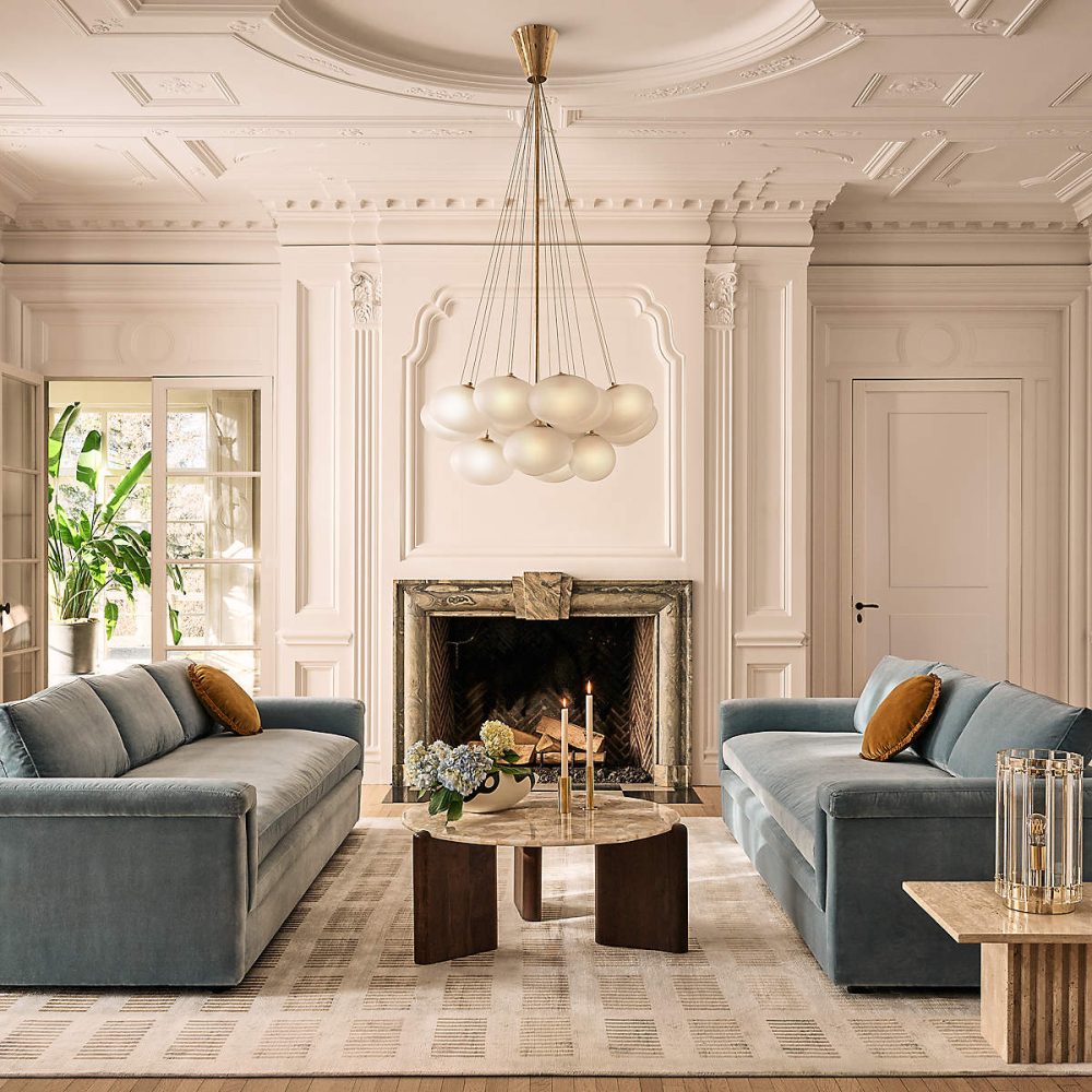 Icy Blue Velvet Sofa - Image 9