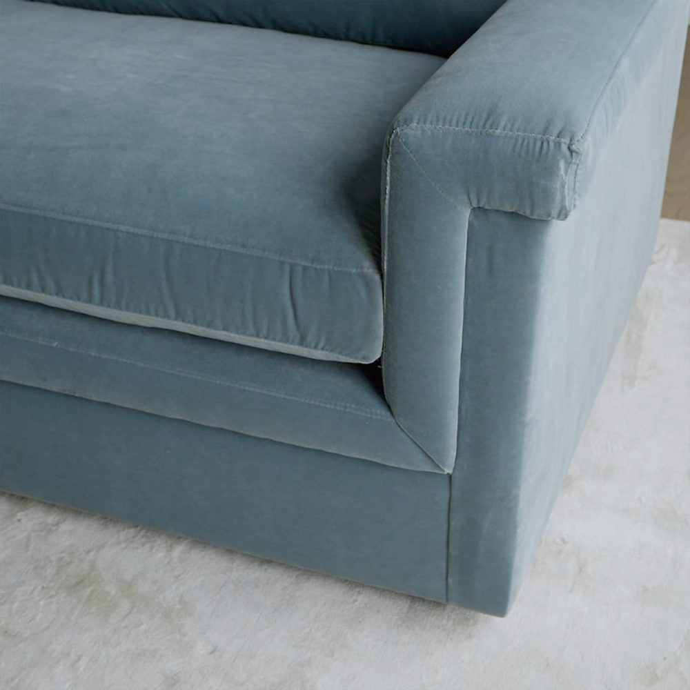 Icy Blue Velvet Sofa - Image 2