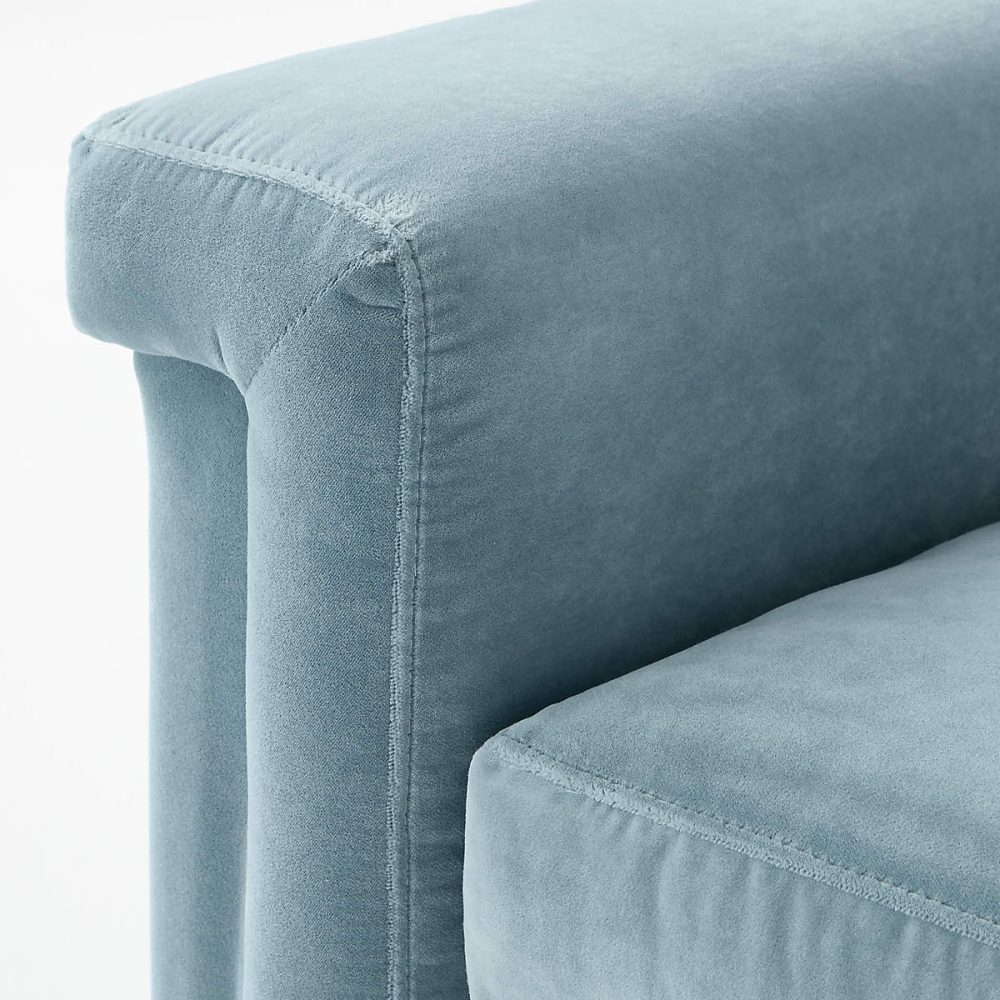 Icy Blue Velvet Sofa - Image 3