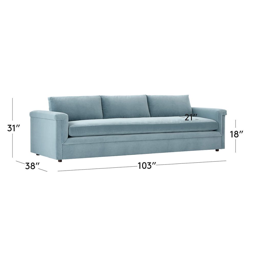 Icy Blue Velvet Sofa - Image 8