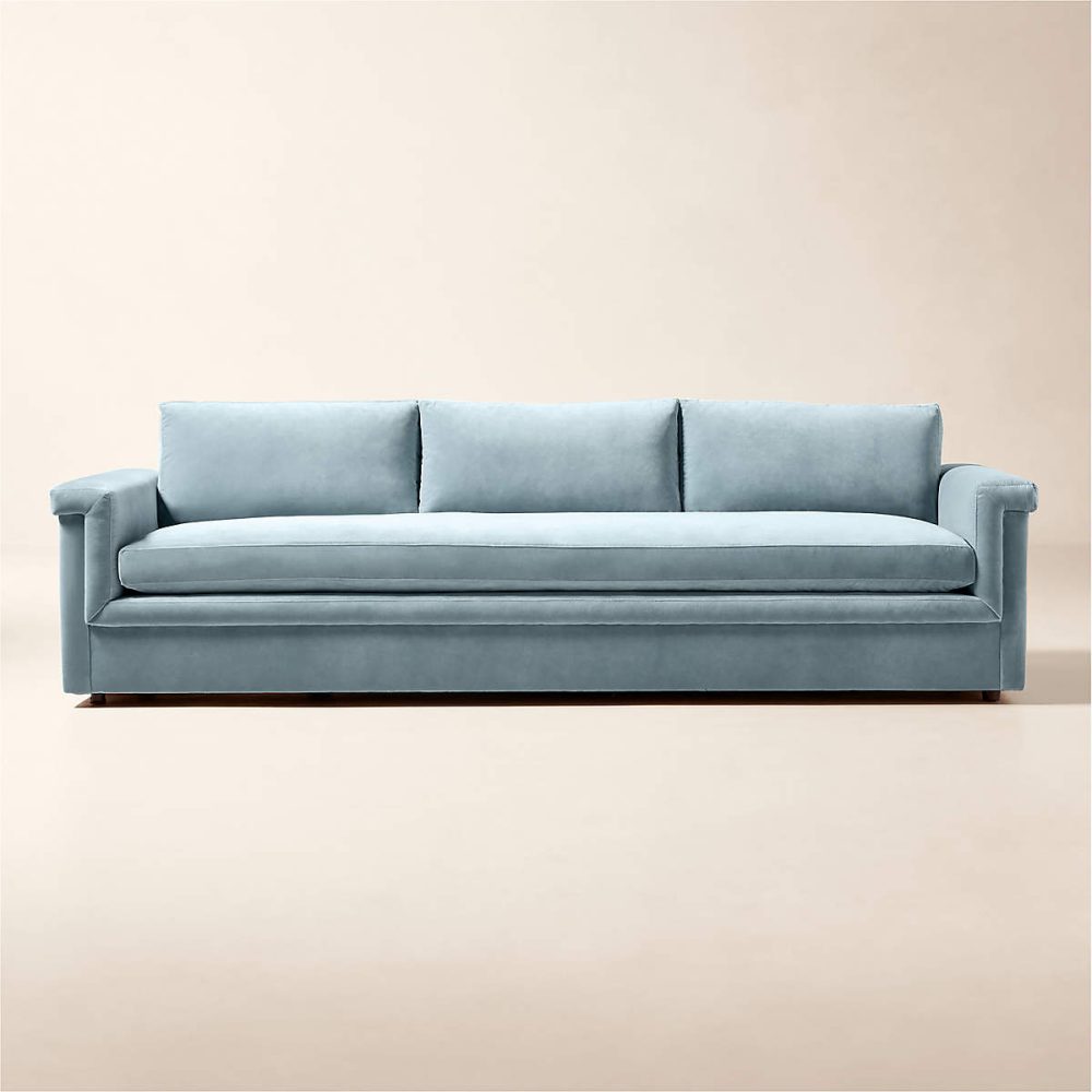 Icy Blue Velvet Sofa - Image 7