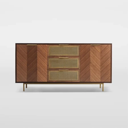 Bold Walnut Sideboard Buffet Cabinet