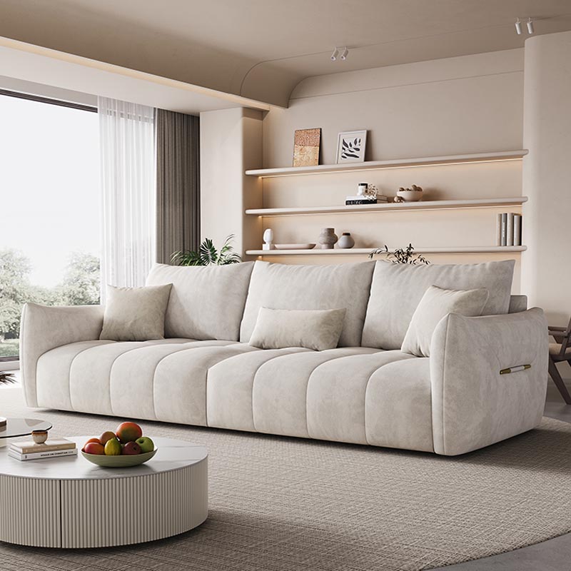 Cream & Grey Velvet Sectional Sofa - Image 12