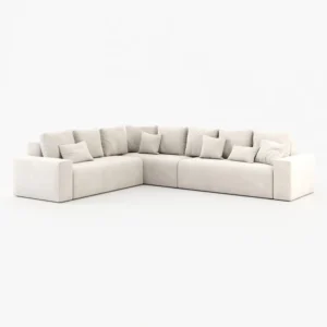 Deep Blue Corner Sofa - White