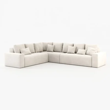 Deep Blue Corner Sofa - White