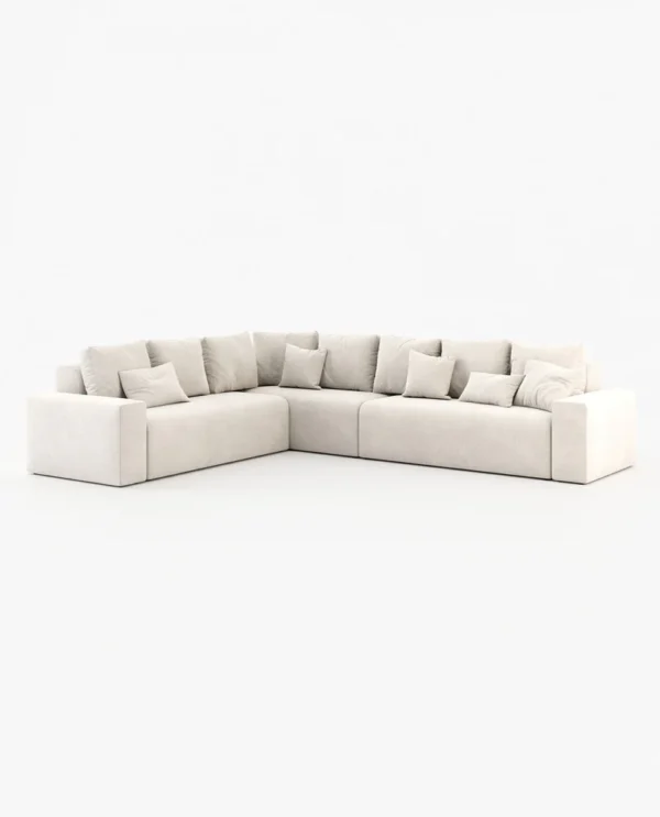 Deep Blue Corner Sofa - White