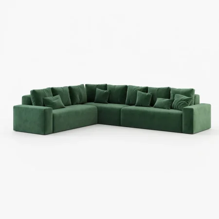 Deep Blue Corner Sofa - Green